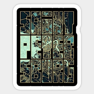 Saint Petersburg, Russia City Map Typography - Summer Sticker